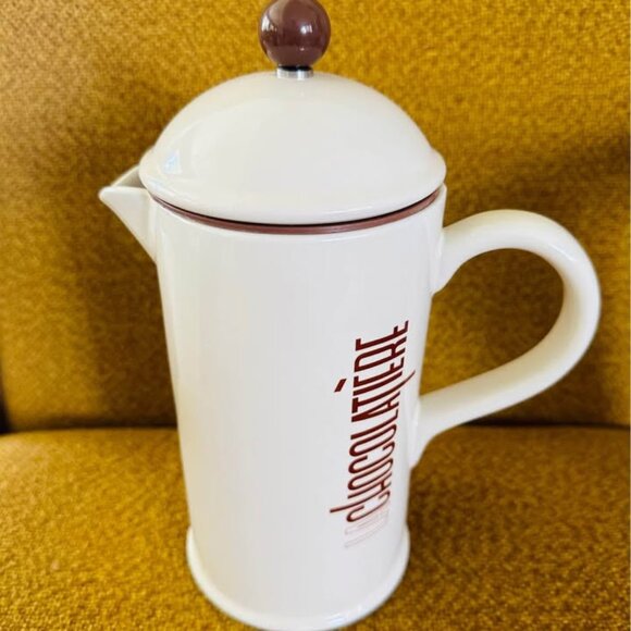 Crate & Barrel stoneware hot chocolate / "La Chocolatier" french press pot - Picture 1 of 3